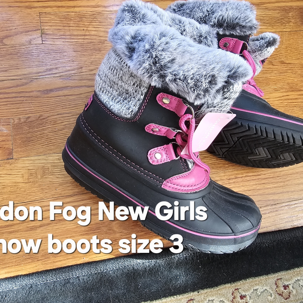 London Fog Girls' Pink and Black Snow Boots